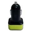 USB Car Charger with  2-Port black green color