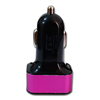 USB Car Charger with 3 Port Pink Color